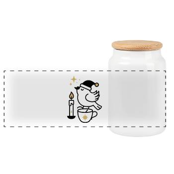 Nuit de l’étoile filante dorée - Boîte à biscuits avec couvercle en bois - blanc - Devant