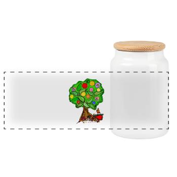 Tree - Panoramic Cookie Jar with Wooden Lid - white - Front