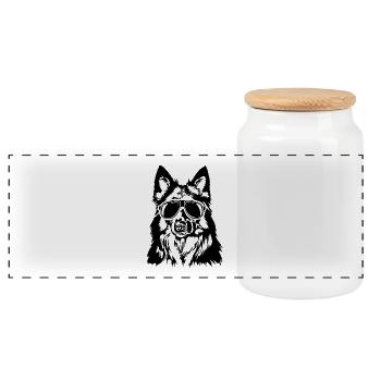 Chodsky Pes Cool Portrait Chien Chien Wilsigns - Boîte à biscuits avec couvercle en bois - blanc - Devant