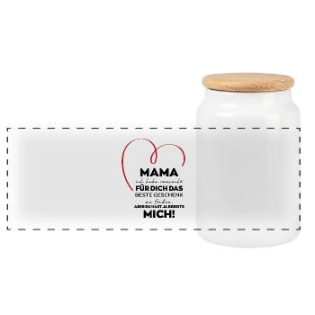 Maman Cadeau Drôle - Boîte à biscuits avec couvercle en bois - blanc - Devant