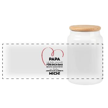 Dad Funny Gift - Panoramic Cookie Jar with Wooden Lid - white - Front