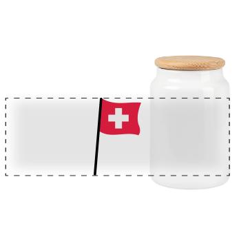 Swiss flag - Panoramic Cookie Jar with Wooden Lid - white - Front