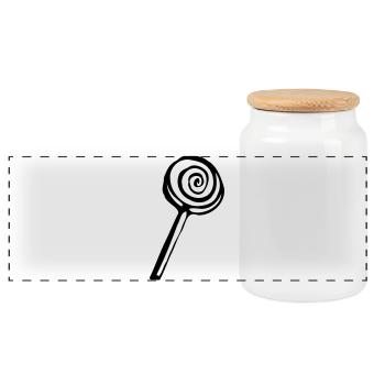 Lolli Lutscher Design klassisch - Panorama Keksdose mit Holzdeckel - Weiß - Vorne