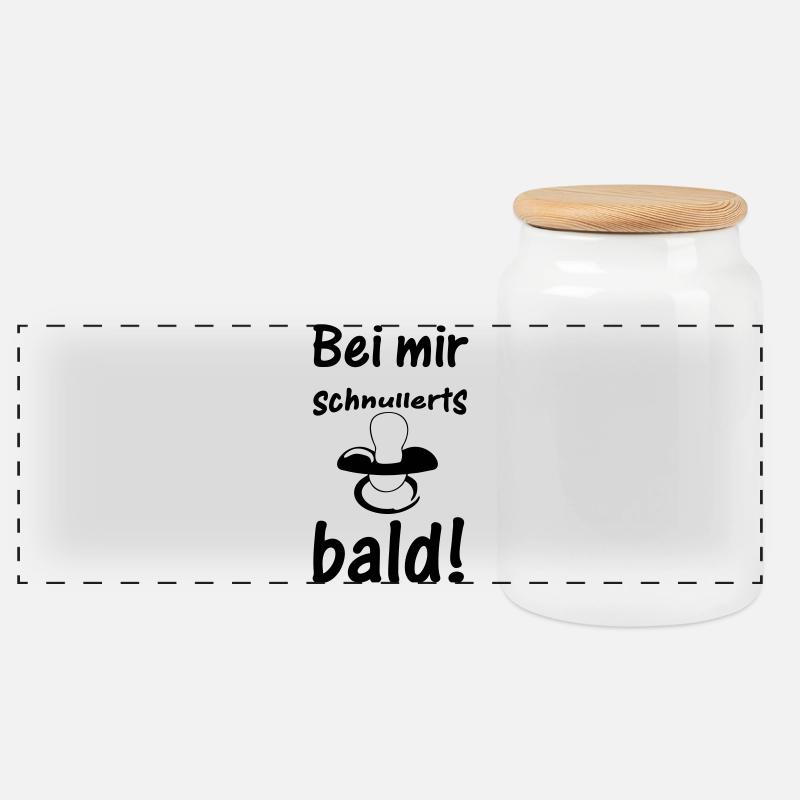 Schnuller Baby Kind Geburt Schwanger Geschenk - Panorama Keksdose mit Holzdeckel - Weiß