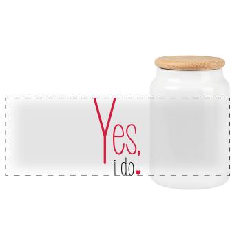 Yes i do bachelorette party Bride GroomHeart - Panoramic Cookie Jar with Wooden Lid - white - Front