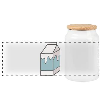milk - Panoramic Cookie Jar with Wooden Lid - white - Front