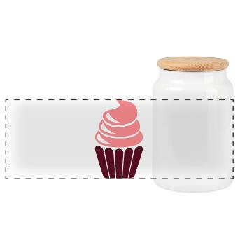 cupcake - Panoramic Cookie Jar with Wooden Lid - white - Front