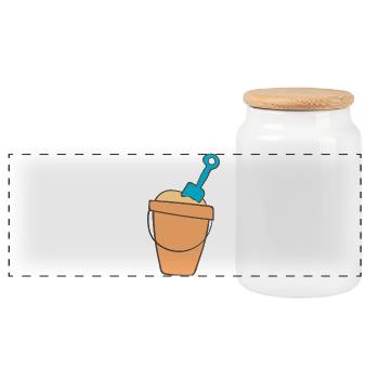 Beach bath with shovel - Panoramic Cookie Jar with Wooden Lid - white - Front