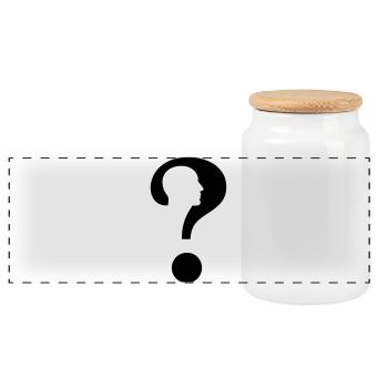 Point d’interrogation avec silhouette homme # - Boîte à biscuits avec couvercle en bois - blanc - Devant