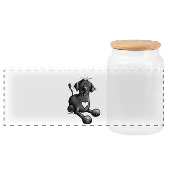 Labbi Amour - Labrador Retriever - Chien - Boîte à biscuits avec couvercle en bois - blanc - Devant