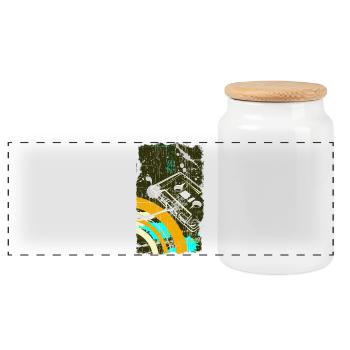 Music is life - Panoramic Cookie Jar with Wooden Lid - white - Front