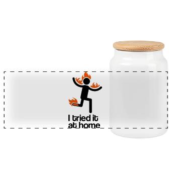 i tried it at home - Panoramic Cookie Jar with Wooden Lid - white - Front
