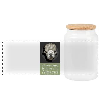 lustig Alpaka Lama Sprüche Comic Cartoon Symbol - Panorama Keksdose mit Holzdeckel - Weiß - Vorne