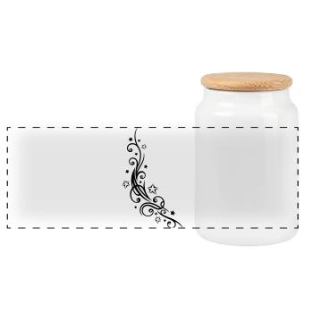 Tribal Tattoo ornament with stars. - Panoramic Cookie Jar with Wooden Lid - white - Front