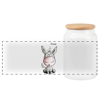 Öhmmm Esel - Eselchen - Comic - Tiere - Panorama Keksdose mit Holzdeckel - Weiß - Vorne