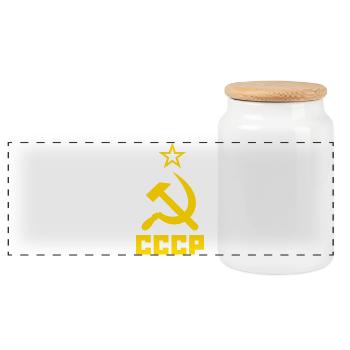 Ussr - Panoramic Cookie Jar with Wooden Lid - white - Front