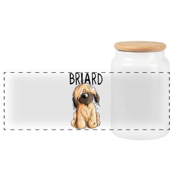 Süßer Fauve Briard - Comic - Geschenk - Hund - Panorama Keksdose mit Holzdeckel - Weiß - Vorne