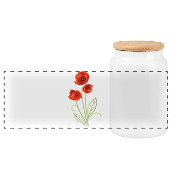 Rote Mohnblumen Mohn Sommer - Panorama Keksdose mit Holzdeckel - Weiß - Vorne