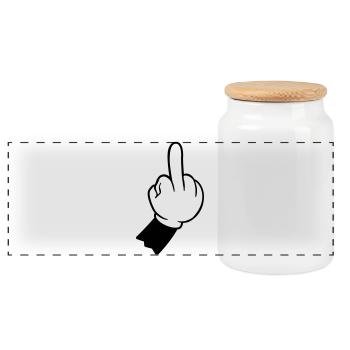 hand mittelfinger fuck you - Panorama Keksdose mit Holzdeckel - Weiß - Vorne