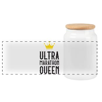 Ultra Marathon Queen - Panoramic Cookie Jar with Wooden Lid - white - Front