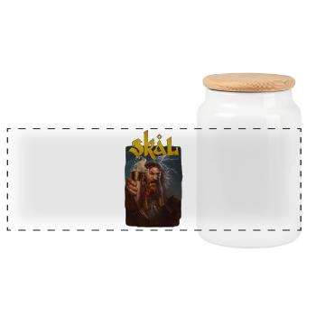 skal - Boîte à biscuits avec couvercle en bois - blanc - Devant