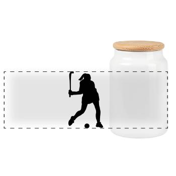 Schattenbild des Eishockeyspielers - Panorama Keksdose mit Holzdeckel - Weiß - Vorne