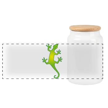 lézard manga vert et jaune - Boîte à biscuits avec couvercle en bois - blanc - Devant