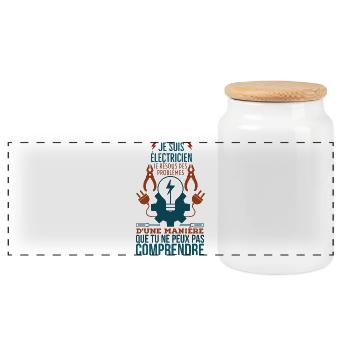 I'm an electrician - Panoramic Cookie Jar with Wooden Lid - white - Front