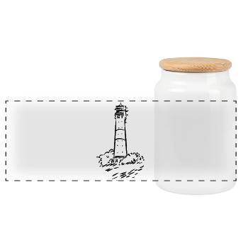 Leuchtturm Hörnum Sylt Art Design - Panorama Keksdose mit Holzdeckel - Weiß - Vorne
