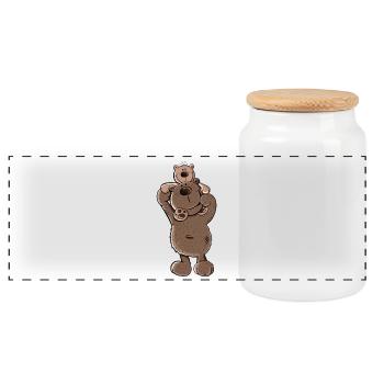 Ours Papa ou Ours Frère I Frères et sœurs I Papa - Boîte à biscuits avec couvercle en bois - blanc - Devant