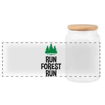 Run Forest Run - Boîte à biscuits avec couvercle en bois - blanc - Devant