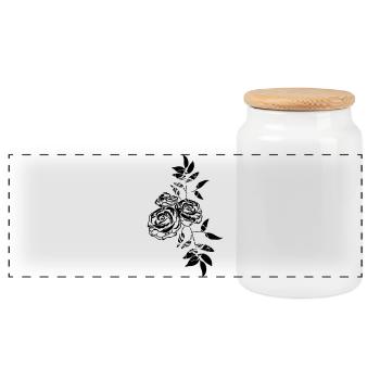 Fleurs de rose Feuilles - Boîte à biscuits avec couvercle en bois - blanc - Devant