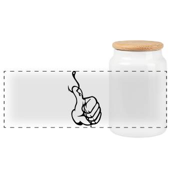 Angler Thumbs up Nokidding Logo - Boîte à biscuits avec couvercle en bois - blanc - Devant