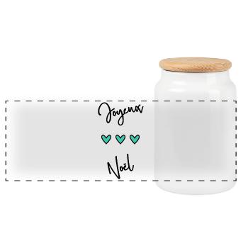NOËL. JOYEUX NOËL. MERRY CHRISTMAS. NOUVEL AN - Boîte à biscuits avec couvercle en bois - blanc - Devant