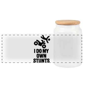 I do my own stunts quad ATV All terrain vehicle - Panoramic Cookie Jar with Wooden Lid - white - Front