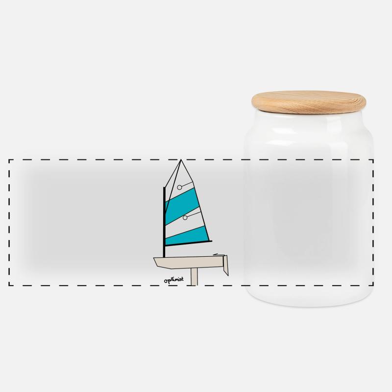 Optimist Segelboot Variante 3 - Panorama Keksdose mit Holzdeckel - Weiß