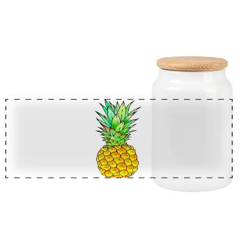 Ananas farbenfroh - Panorama Keksdose mit Holzdeckel - Weiß - Vorne