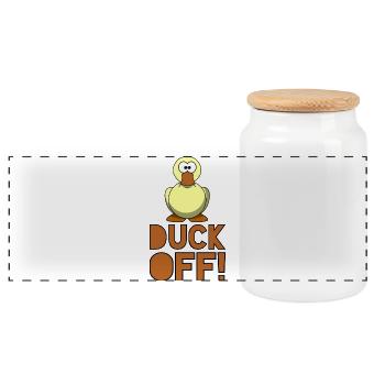 Esquivez-vous! Pourrissez avec du canard! # - Boîte à biscuits avec couvercle en bois - blanc - Devant