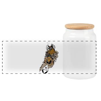 Superbe design égyptien, anubis à l’œil - Boîte à biscuits avec couvercle en bois - blanc - Devant