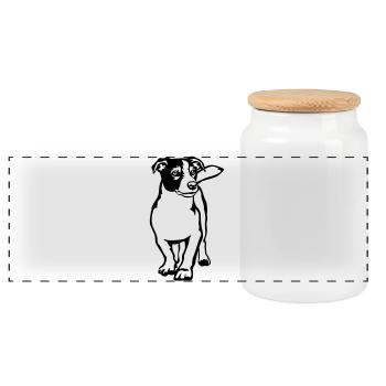 Jack Russell Terrier - Panorama Keksdose mit Holzdeckel - Weiß - Vorne