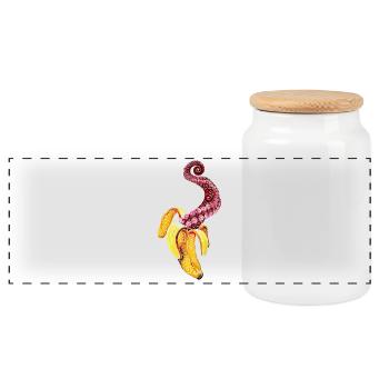 Swirly Mutant-Banana - Boîte à biscuits avec couvercle en bois - blanc - Devant