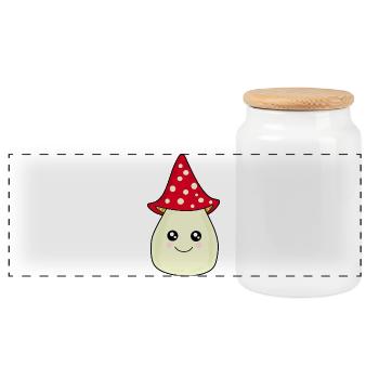 Kawaii Pilz Kawaii Chibi Kawaii Manga - Panorama Keksdose mit Holzdeckel - Weiß - Vorne