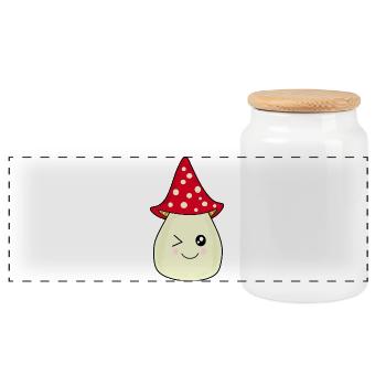 Toadstool, mushroom in the woods gift - Panoramic Cookie Jar with Wooden Lid - white - Front