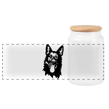 Tête de berger allemand - Boîte à biscuits avec couvercle en bois - blanc - Devant