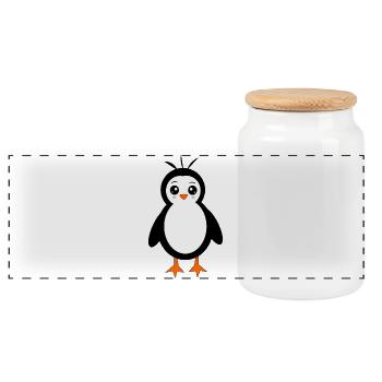 Pinguin Vogel Gesicht Augen cute - Panorama Keksdose mit Holzdeckel - Weiß - Vorne