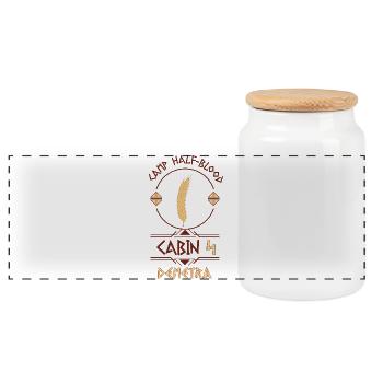 Cabin #4 in Camp Half Blood, Child of Demetra - Panoramic Cookie Jar with Wooden Lid - white - Front