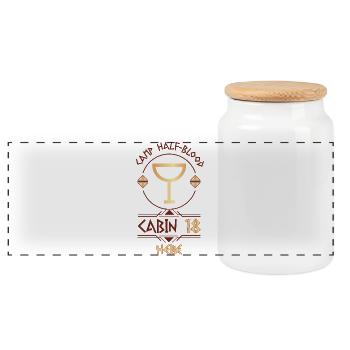 Cabin #18 in Camp Half Blood, Child of Hebe - Panoramic Cookie Jar with Wooden Lid - white - Front