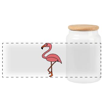 Flamingos Bird Bird Animals Gift - Panoramic Cookie Jar with Wooden Lid - white - Front