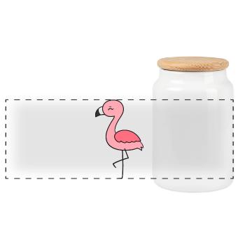 Flamingo - Panorama Keksdose mit Holzdeckel - Weiß - Vorne