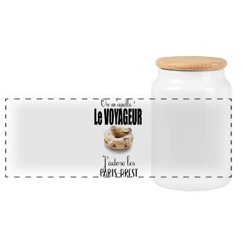 On m'appelle le Voyageur, j'adore le Paris-Brest - Boîte à biscuits avec couvercle en bois - blanc - Devant